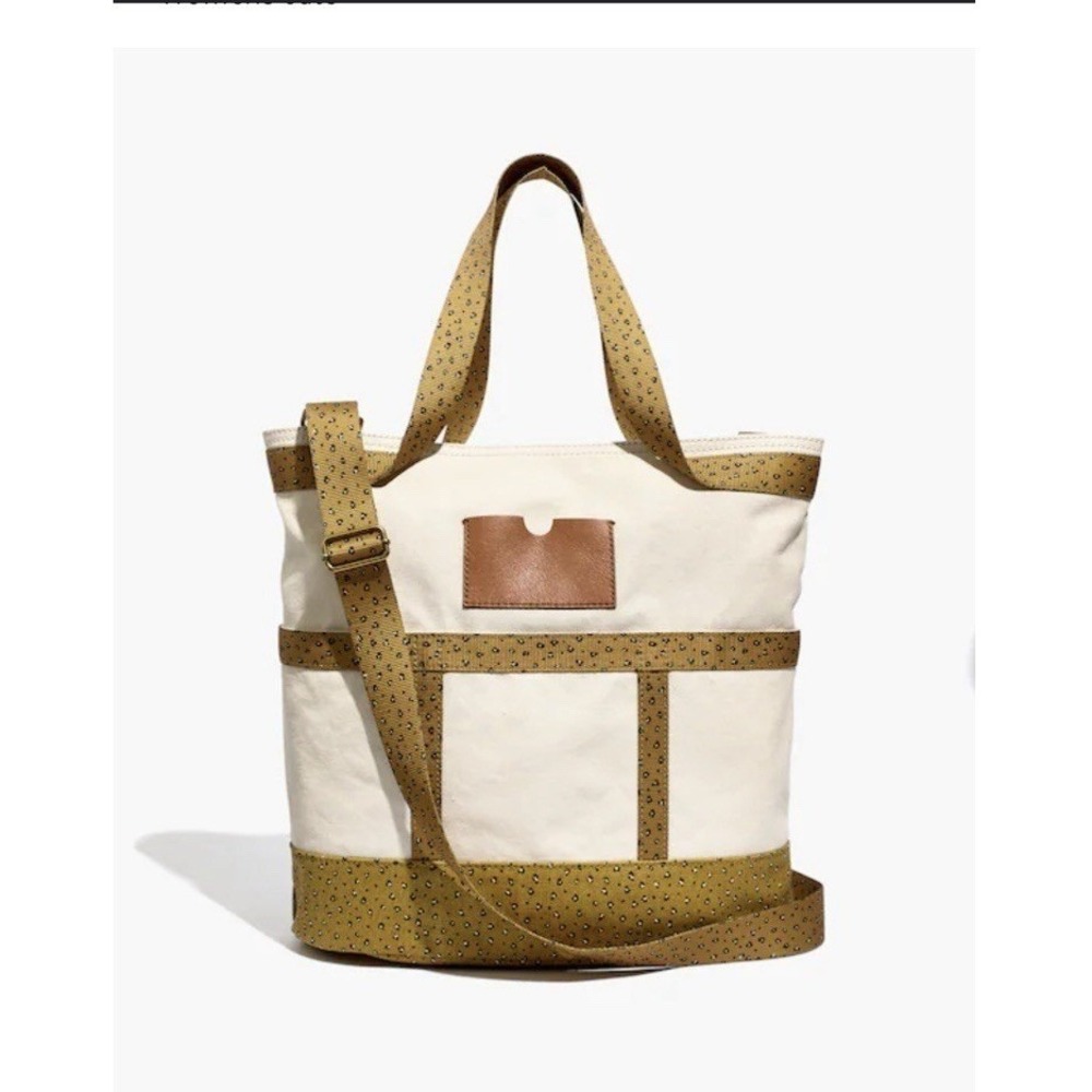 Madewell The Canvas Camden Tote Bag In Mini Leopard Animal Print - Picture 1 of 11